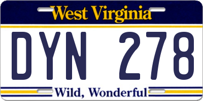 WV license plate DYN278
