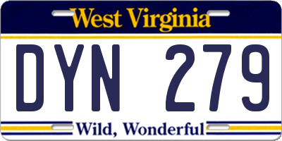 WV license plate DYN279
