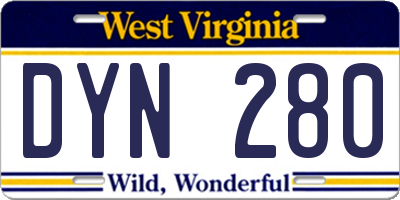 WV license plate DYN280