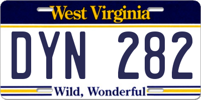 WV license plate DYN282