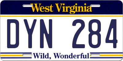 WV license plate DYN284