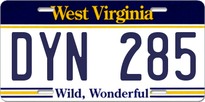 WV license plate DYN285