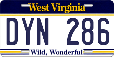 WV license plate DYN286