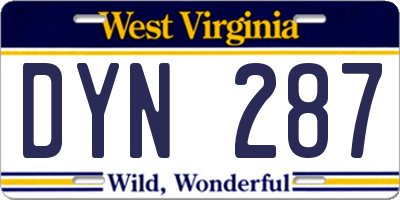 WV license plate DYN287