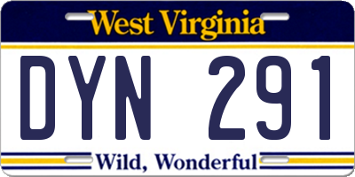 WV license plate DYN291