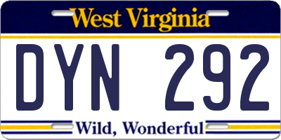 WV license plate DYN292