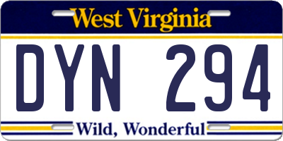 WV license plate DYN294
