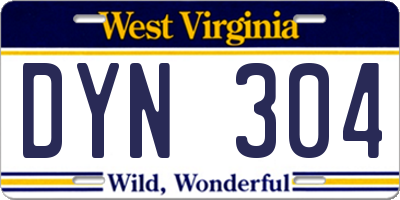 WV license plate DYN304