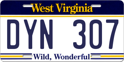 WV license plate DYN307