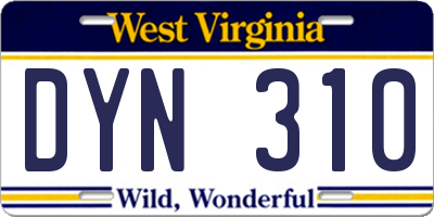 WV license plate DYN310