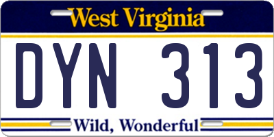 WV license plate DYN313