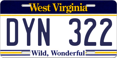 WV license plate DYN322
