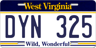 WV license plate DYN325