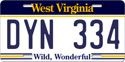 WV license plate DYN334