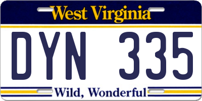 WV license plate DYN335