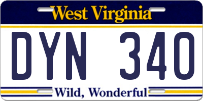 WV license plate DYN340