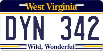WV license plate DYN342