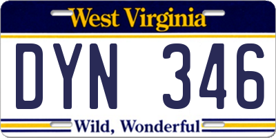 WV license plate DYN346