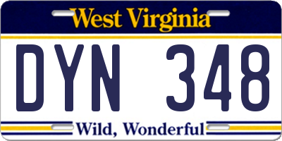 WV license plate DYN348