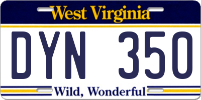 WV license plate DYN350