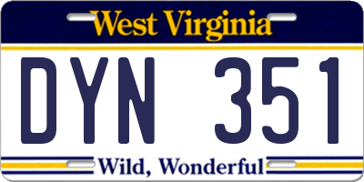 WV license plate DYN351