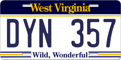WV license plate DYN357