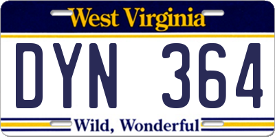 WV license plate DYN364