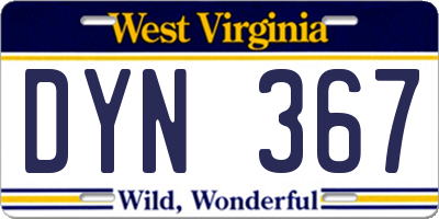 WV license plate DYN367