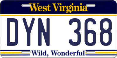 WV license plate DYN368