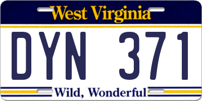 WV license plate DYN371