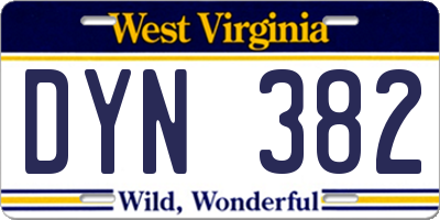 WV license plate DYN382