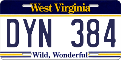 WV license plate DYN384