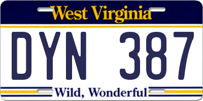 WV license plate DYN387