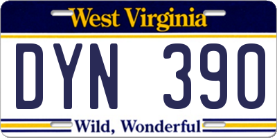 WV license plate DYN390