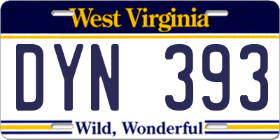 WV license plate DYN393