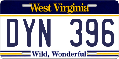 WV license plate DYN396