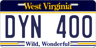 WV license plate DYN400
