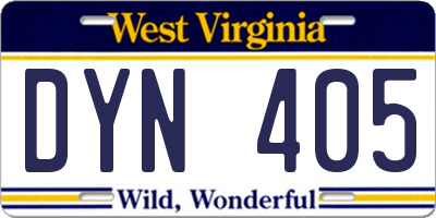 WV license plate DYN405