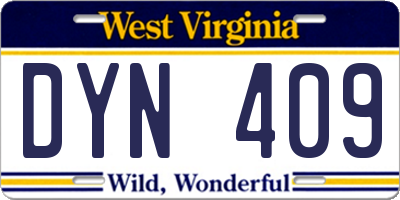 WV license plate DYN409