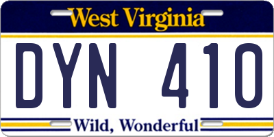 WV license plate DYN410