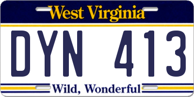 WV license plate DYN413