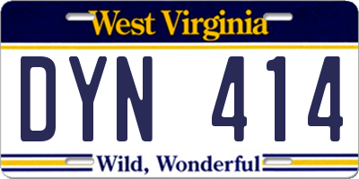 WV license plate DYN414