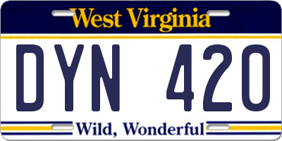 WV license plate DYN420