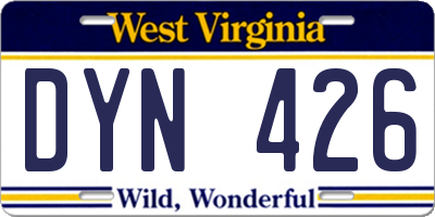 WV license plate DYN426