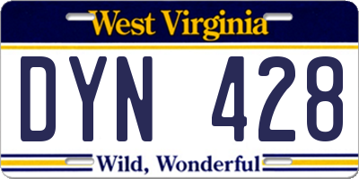 WV license plate DYN428