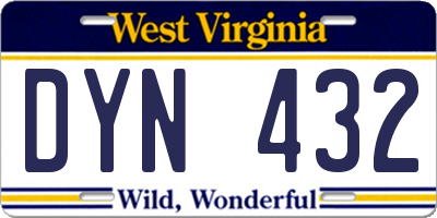 WV license plate DYN432