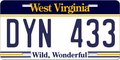 WV license plate DYN433
