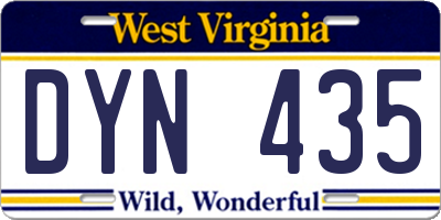WV license plate DYN435