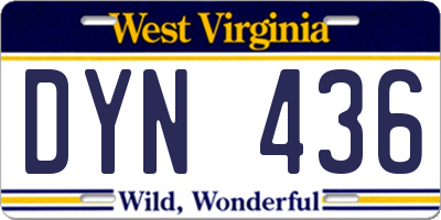WV license plate DYN436
