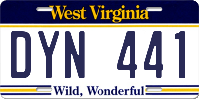 WV license plate DYN441